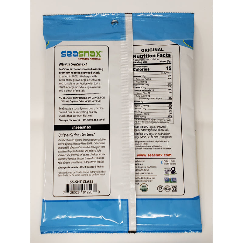 SeaSnax Organic Roasted Seaweed Snacks, 20 count Food Items