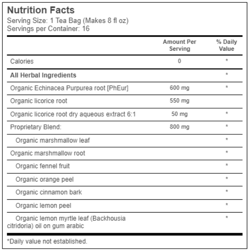 Traditional Medicinals Organic Throat Coat® Herbal Tea Lemon Echinacea 16 Tea Bags Beverages