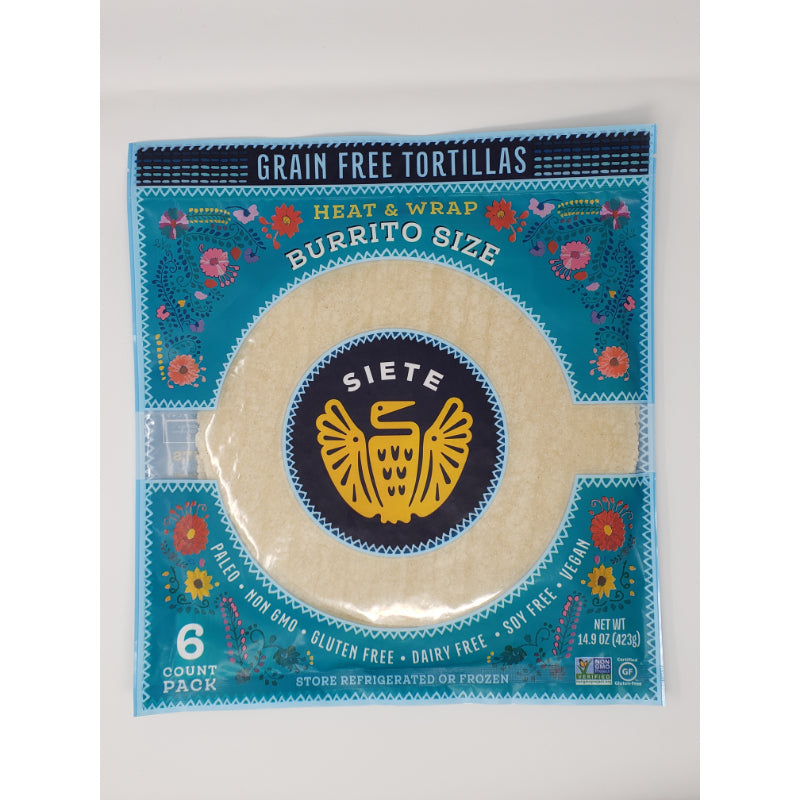 Siete Giant Burrito Sized Grain-Free Tortillas, 6 count, Pack of 6 Food Items