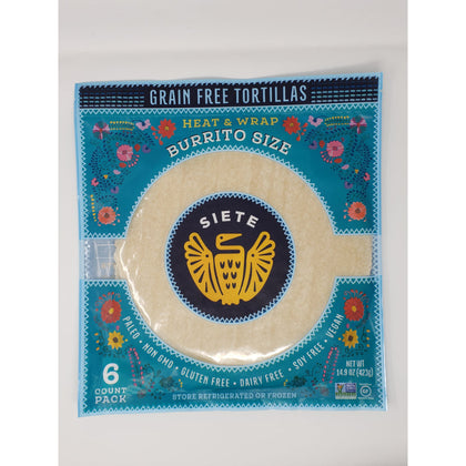 Siete Giant Burrito Sized Grain-Free Tortillas, 6 count, Pack of 6 Food Items