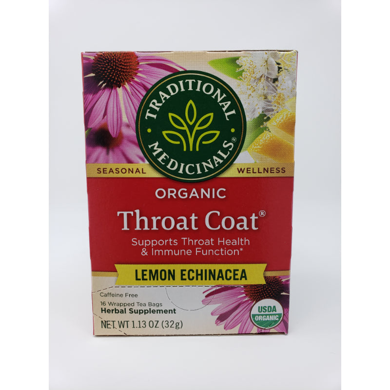 Traditional Medicinals Organic Throat Coat® Herbal Tea Lemon Echinacea 16 Tea Bags Beverages